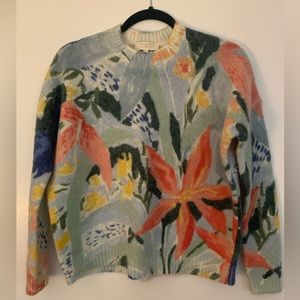 La Maille Sézane Crew-Neck Sweater, Floral (XS)